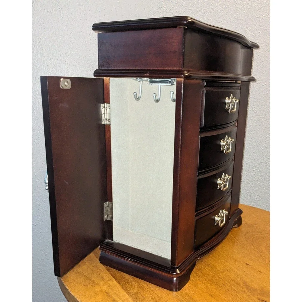 Croft & Barrow Jewelry Organizer Armoire 7 Compartments Necklace Closet Mirror